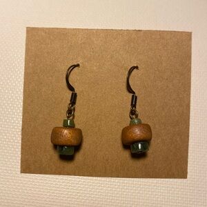 Handmade Minimalist Wood and Stone Earrings